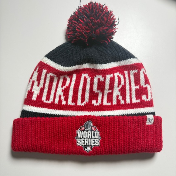 '47 Brand Other - 47 Brand World Series Beanie Hat‎ Red Black Pom Knit MLB Winter Streetwear